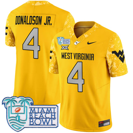 Men's West Virginia Mountaineers 2025 Miami Beach Bowl Patch Vapor Limited Jersey - All Stitched