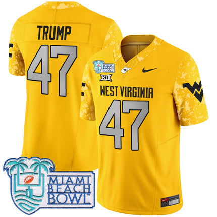 Men's West Virginia Mountaineers 2025 Miami Beach Bowl Patch Vapor Limited Jersey - All Stitched