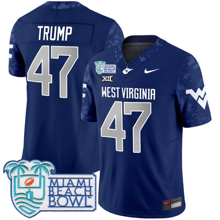 Men's West Virginia Mountaineers 2025 Miami Beach Bowl Patch Vapor Limited Jersey - All Stitched