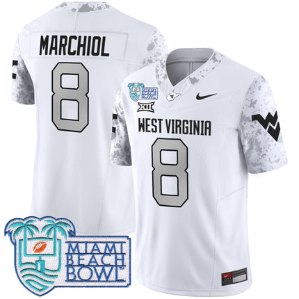 Men's West Virginia Mountaineers 2025 Miami Beach Bowl Patch Vapor Limited Jersey - All Stitched