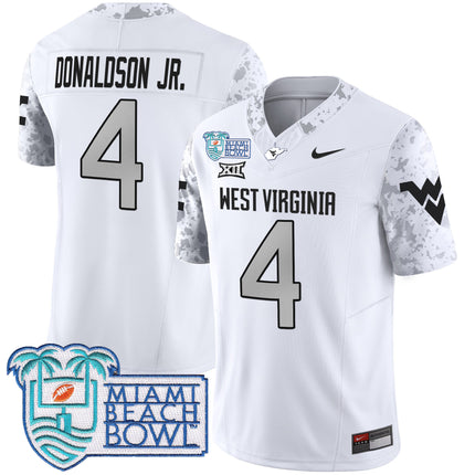 Men's West Virginia Mountaineers 2025 Miami Beach Bowl Patch Vapor Limited Jersey - All Stitched