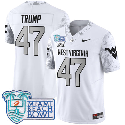 Men's West Virginia Mountaineers 2025 Miami Beach Bowl Patch Vapor Limited Jersey - All Stitched
