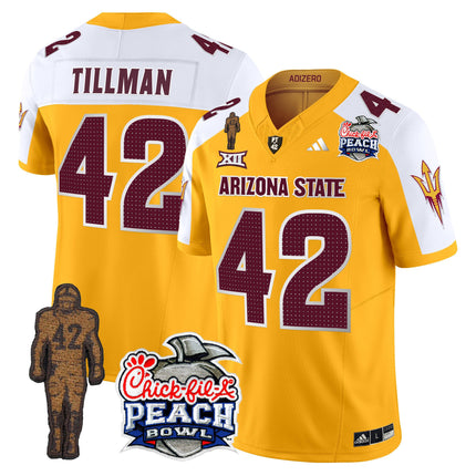 Men's Sun Devils Pat Tillman & Peach Bowl Patch Vapor Limited Jersey V2 - All Stitched
