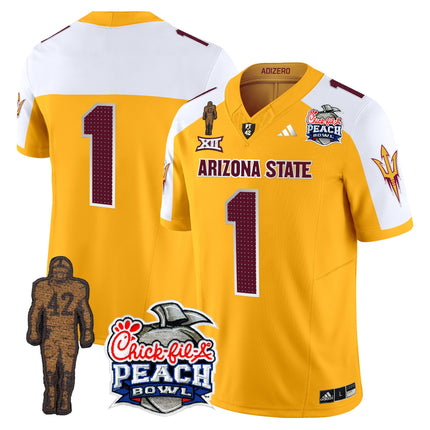Men's Sun Devils Pat Tillman & Peach Bowl Patch Vapor Limited Jersey V2 - All Stitched