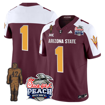 Men's Sun Devils Pat Tillman & Peach Bowl Patch Vapor Limited Jersey V2 - All Stitched