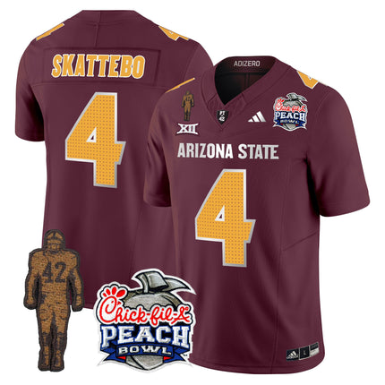 Men's Sun Devils Pat Tillman & Peach Bowl Patch Vapor Limited Jersey V2 - All Stitched