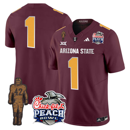 Men's Sun Devils Pat Tillman & Peach Bowl Patch Vapor Limited Jersey V2 - All Stitched