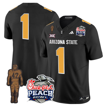 Men's Sun Devils Pat Tillman & Peach Bowl Patch Vapor Limited Jersey V2 - All Stitched