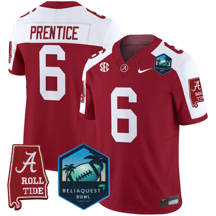 Men's Alabama Crimson Tide 2025 ReliaQuest Bowl Patch Vapor Limited Jersey - All Stitched