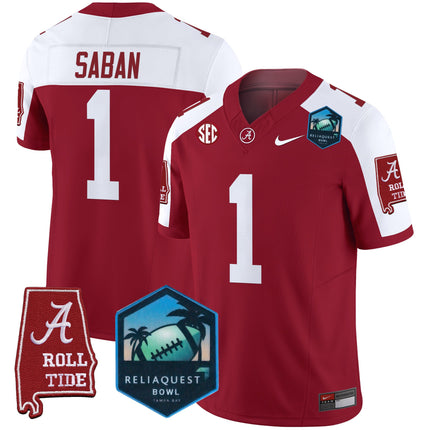 Men's Alabama Crimson Tide 2025 ReliaQuest Bowl Patch Vapor Limited Jersey - All Stitched