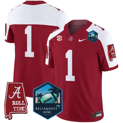 Men's Alabama Crimson Tide 2025 ReliaQuest Bowl Patch Vapor Limited Jersey - All Stitched