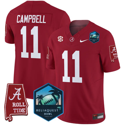 Men's Alabama Crimson Tide 2025 ReliaQuest Bowl Patch Vapor Limited Jersey - All Stitched