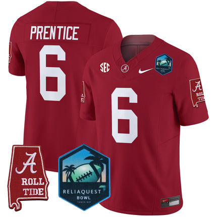 Men's Alabama Crimson Tide 2025 ReliaQuest Bowl Patch Vapor Limited Jersey - All Stitched