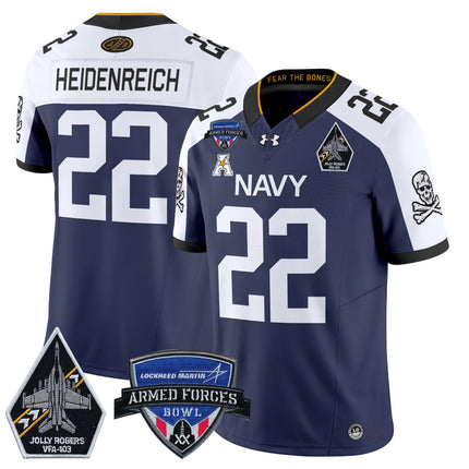 Men's Navy Midshipmen 2025 Armed Forces Bowl Patch Vapor Limited Jersey - All Stitched