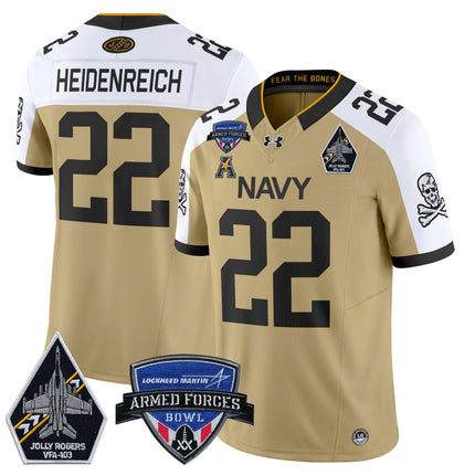 Men's Navy Midshipmen 2025 Armed Forces Bowl Patch Vapor Limited Jersey - All Stitched