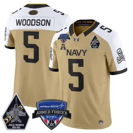 Men's Navy Midshipmen 2025 Armed Forces Bowl Patch Vapor Limited Jersey - All Stitched