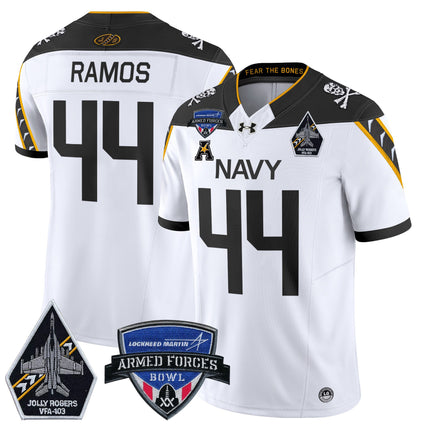 Men's Navy Midshipmen 2025 Armed Forces Bowl Patch Vapor Limited Jersey - All Stitched