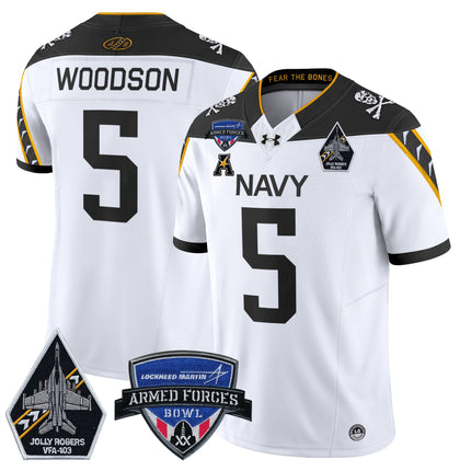 Men's Navy Midshipmen 2025 Armed Forces Bowl Patch Vapor Limited Jersey - All Stitched