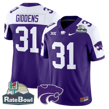 Men's Kansas State Wildcats 2025 Rate Bowl Patch Vapor Limited Jersey - All Stitched