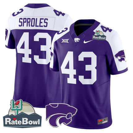 Men's Kansas State Wildcats 2025 Rate Bowl Patch Vapor Limited Jersey - All Stitched