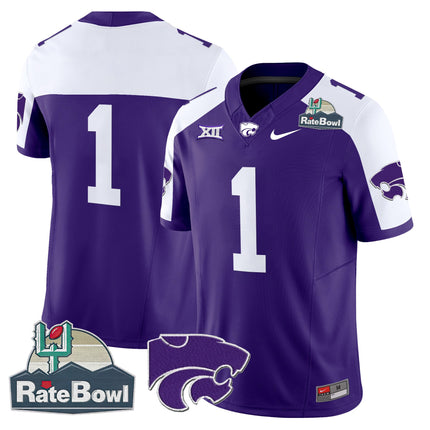 Men's Kansas State Wildcats 2025 Rate Bowl Patch Vapor Limited Jersey - All Stitched