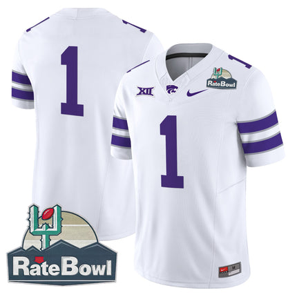 Men's Kansas State Wildcats 2025 Rate Bowl Patch Vapor Limited Jersey - All Stitched