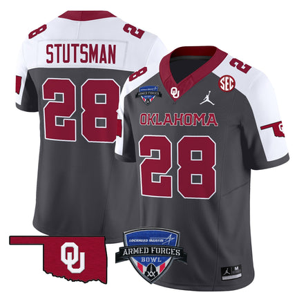 Men's Oklahoma Sooners 2025 Armed Forces Bowl Patch Vapor Limited Jersey - All Stitched