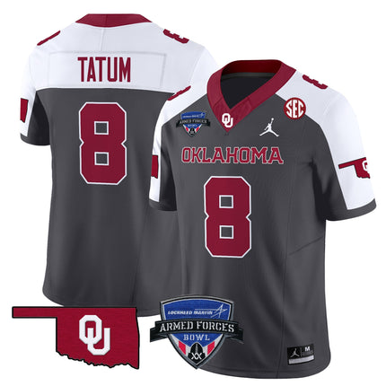 Men's Oklahoma Sooners 2025 Armed Forces Bowl Patch Vapor Limited Jersey - All Stitched