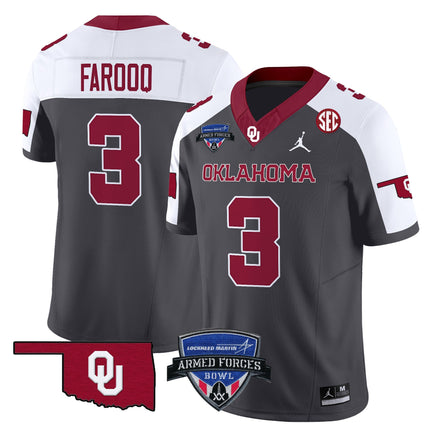 Men's Oklahoma Sooners 2025 Armed Forces Bowl Patch Vapor Limited Jersey - All Stitched