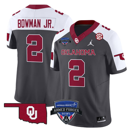 Men's Oklahoma Sooners 2025 Armed Forces Bowl Patch Vapor Limited Jersey - All Stitched