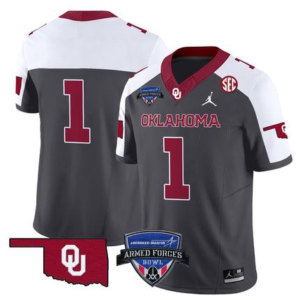 Men's Oklahoma Sooners 2025 Armed Forces Bowl Patch Vapor Limited Jersey - All Stitched