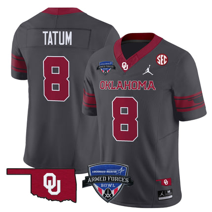 Men's Oklahoma Sooners 2025 Armed Forces Bowl Patch Vapor Limited Jersey - All Stitched