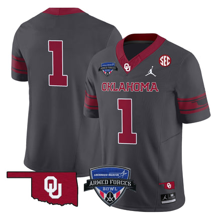 Men's Oklahoma Sooners 2025 Armed Forces Bowl Patch Vapor Limited Jersey - All Stitched