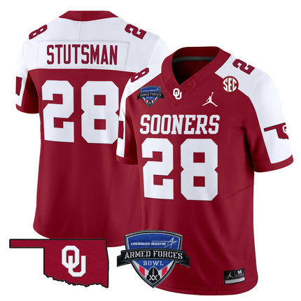 Men's Oklahoma Sooners 2025 Armed Forces Bowl Patch Vapor Limited Jersey - All Stitched