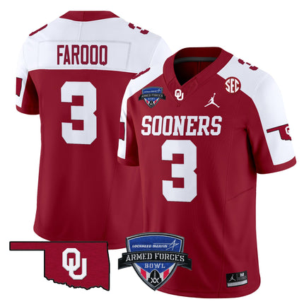 Men's Oklahoma Sooners 2025 Armed Forces Bowl Patch Vapor Limited Jersey - All Stitched
