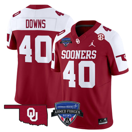 Men's Oklahoma Sooners 2025 Armed Forces Bowl Patch Vapor Limited Jersey - All Stitched