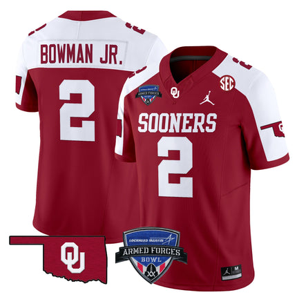 Men's Oklahoma Sooners 2025 Armed Forces Bowl Patch Vapor Limited Jersey - All Stitched