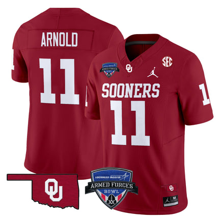 Men's Oklahoma Sooners 2025 Armed Forces Bowl Patch Vapor Limited Jersey - All Stitched