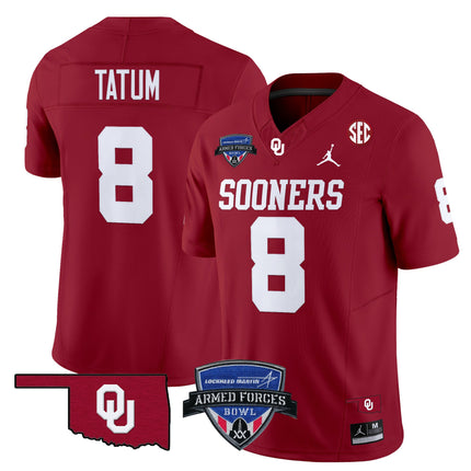 Men's Oklahoma Sooners 2025 Armed Forces Bowl Patch Vapor Limited Jersey - All Stitched