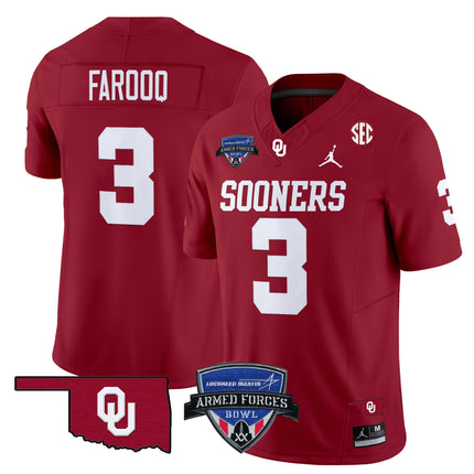 Men's Oklahoma Sooners 2025 Armed Forces Bowl Patch Vapor Limited Jersey - All Stitched