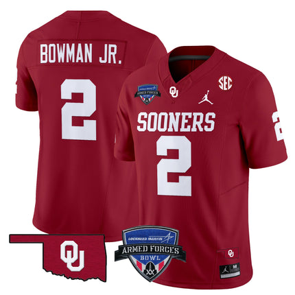 Men's Oklahoma Sooners 2025 Armed Forces Bowl Patch Vapor Limited Jersey - All Stitched