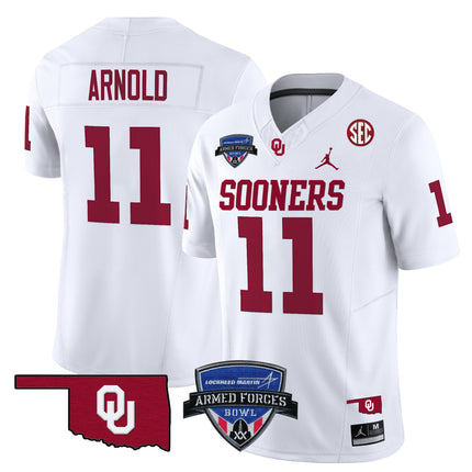 Men's Oklahoma Sooners 2025 Armed Forces Bowl Patch Vapor Limited Jersey - All Stitched