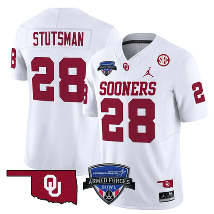Men's Oklahoma Sooners 2025 Armed Forces Bowl Patch Vapor Limited Jersey - All Stitched