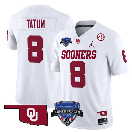 Men's Oklahoma Sooners 2025 Armed Forces Bowl Patch Vapor Limited Jersey - All Stitched