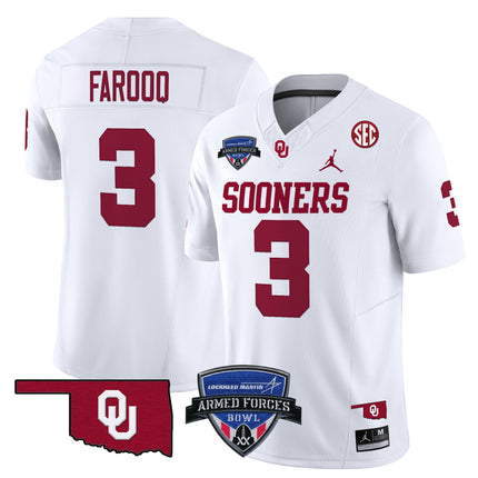 Men's Oklahoma Sooners 2025 Armed Forces Bowl Patch Vapor Limited Jersey - All Stitched