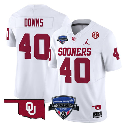 Men's Oklahoma Sooners 2025 Armed Forces Bowl Patch Vapor Limited Jersey - All Stitched
