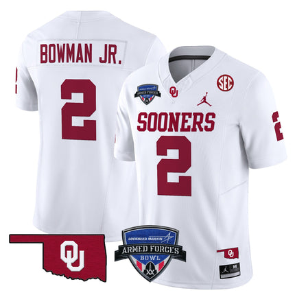 Men's Oklahoma Sooners 2025 Armed Forces Bowl Patch Vapor Limited Jersey - All Stitched