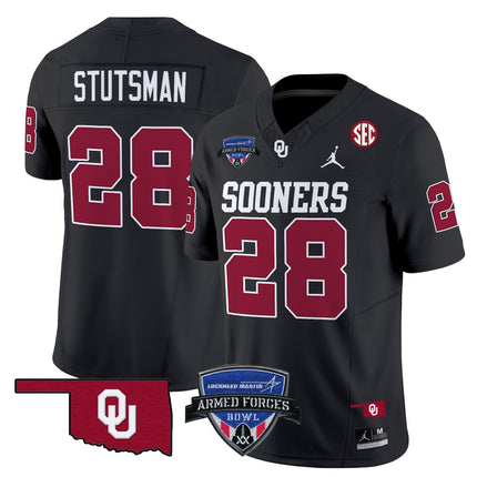 Men's Oklahoma Sooners 2025 Armed Forces Bowl Patch Vapor Limited Jersey - All Stitched