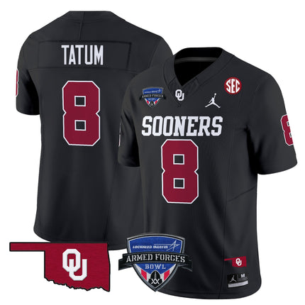 Men's Oklahoma Sooners 2025 Armed Forces Bowl Patch Vapor Limited Jersey - All Stitched