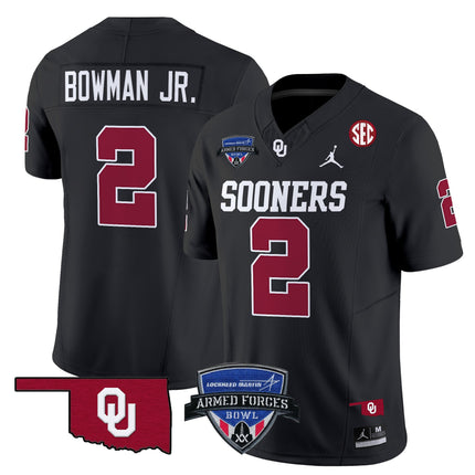 Men's Oklahoma Sooners 2025 Armed Forces Bowl Patch Vapor Limited Jersey - All Stitched